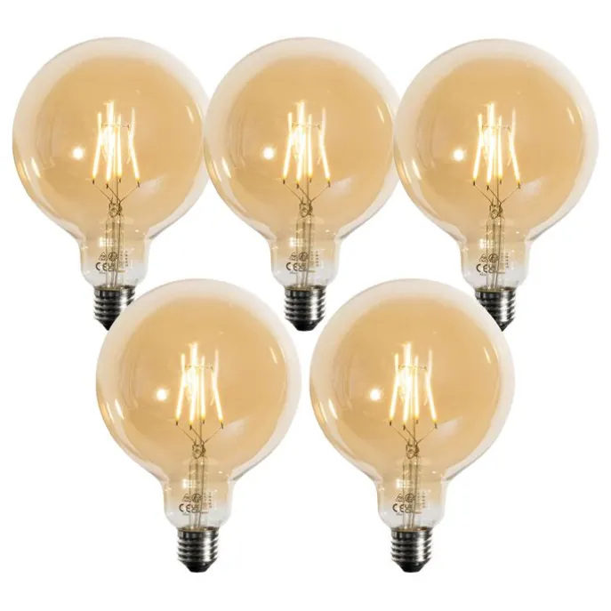 Set mit 5 E27 3-Stufen-dimmbare LED-Lampe Gold G125 4W 450lm 2700K