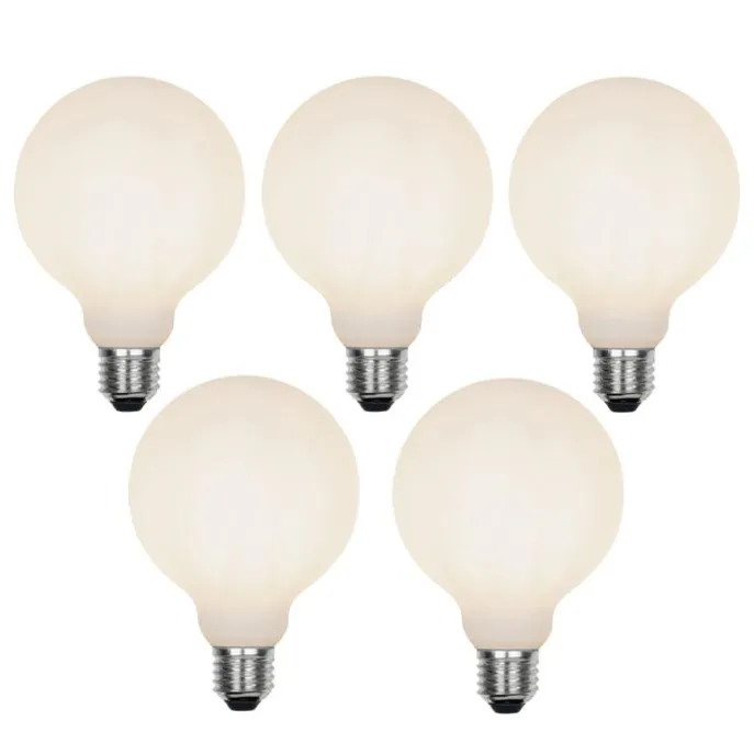 Set mit 5 E27 3-stufig dimmbare LED-Lampe G95 Milchglas 5W 550 lm 2700K