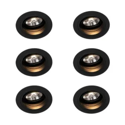 Set mit 6 Einbaupunkt schwarz verstellbar rund - Spannfutter 70