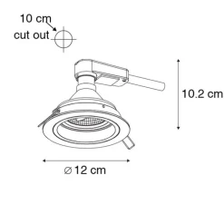 Set mit 6 Einbaupunkt schwarz verstellbar rund - Spannfutter 70
