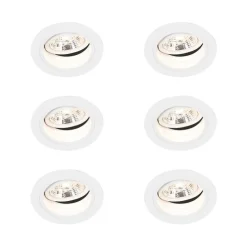 Set mit 6 Einbaupunkt weiß einstellbar rund - Spannfutter 70