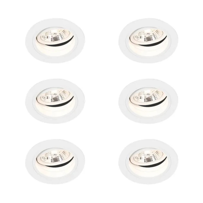 Set mit 6 Einbaupunkt weiß einstellbar rund - Spannfutter 70