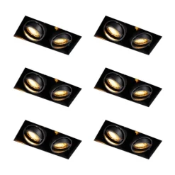 Set mit 6 Einbauspots schwarz verstellbar randlos 2-Lichter - Oneon Honey