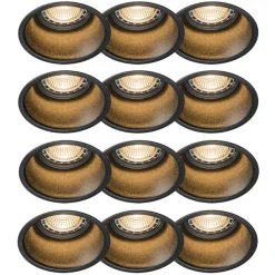 Set mit 12 Einbauspots schwarz rund - Dept