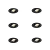 Set mit 6 Einbauspots schwarz schwenkbar 6,5 cm inkl. LED IP54 Ultra Slim - Pupil
