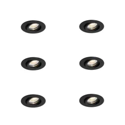 Set mit 6 Einbauspots schwarz schwenkbar 6,5 cm inkl. LED IP54 Ultra Slim - Pupil