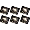 Set mit 6 Einbauspots schwarz GU10 AR70 randlos - Oneon