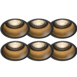 Set mit 6 Einbauspots schwarz rund - Dept