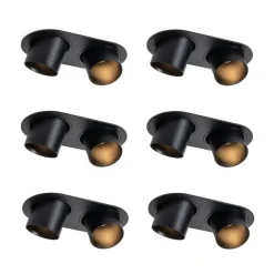 Set mit 6 Einbauspots schwarz GU10 50mm 2-flammig - Installa