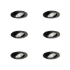 Set mit 6 Einbauspots schwarz 6,8 cm inkl. LED 750 lm dimmbar IP23 - Gaius