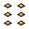 Set mit 6 Einbauspots Schwarz mit Gold 9,3 cm Drehbar und Kippbar - Chuck