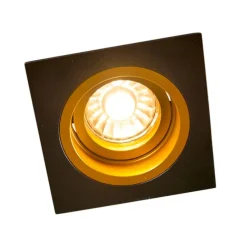 Set mit 6 Einbauspots Schwarz mit Gold 9,3 cm Drehbar und Kippbar - Chuck