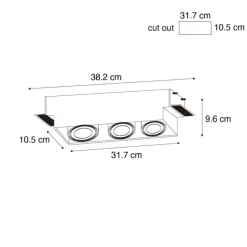 Set mit 6 Einbauspots weiß GU10 AR70 Trimless 3-Licht - Oneon