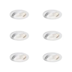 Set mit 6 Einbauspots weiß 9,5 cm inkl. LED 1300 lm dimmbar IP23 - Gaius
