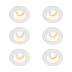 Set mit 6 Einbauspots weiß 13 cm rund - Gypsy Stucco