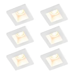 Set mit 6 Einbauspots weiß 12cm Quadratisch - Gypsy Stucco