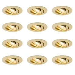 Set mit 12 Einbaustrahlern Messing GU10 35mm - Edu