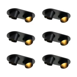 Set mit 6 Einbaustrahlern schwarz GU10 35mm neigbar 2-Licht - Installa
