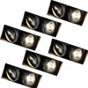 Set mit 6 Einbaustrahlern, schwarz, GU10, AR70, randlos, 2-flammig – Oneon