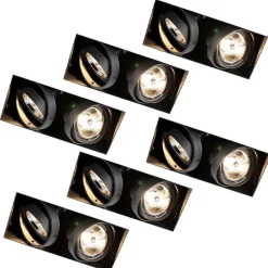 Set mit 6 Einbaustrahlern, schwarz, GU10, AR70, randlos, 2-flammig – Oneon