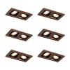 Set mit 6 Einbaustrahlern Dunkelbronze Rechteckig 2-Licht Verstellbar - Qure