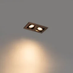 Set mit 6 Einbaustrahlern Dunkelbronze Rechteckig 2-Licht Verstellbar - Qure