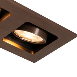 Set mit 6 Einbaustrahlern Dunkelbronze Rechteckig 2-Licht Verstellbar - Qure