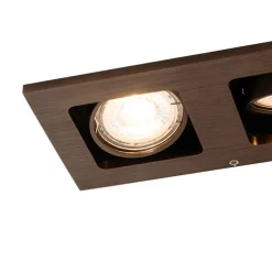 Set mit 6 Einbaustrahlern Dunkelbronze Rechteckig 2-Licht Verstellbar - Qure