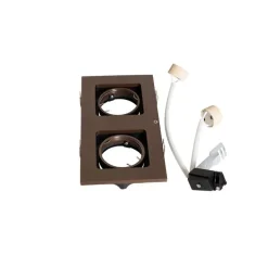 Set mit 6 Einbaustrahlern Dunkelbronze Rechteckig 2-Licht Verstellbar - Qure