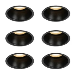 Set mit 6 Einbaustrahlern schwarz GU10 50mm IP44 - Dept