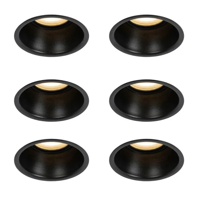 Set mit 6 Einbaustrahlern schwarz GU10 50mm IP44 - Dept