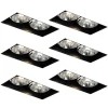 Set mit 6 Einbaustrahlern schwarz GU10 70mm 2-flammig randlos - Oneon