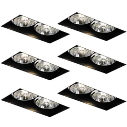 Set mit 6 Einbaustrahlern schwarz GU10 70mm 2-flammig randlos - Oneon