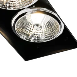 Set mit 6 Einbaustrahlern schwarz GU10 70mm 2-flammig randlos - Oneon