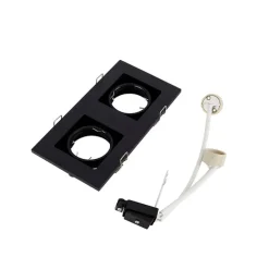 Set mit 6 Einbaustrahlern schwarz rechteckig 2-flammig - Qure