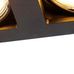 Set mit 6 Einbaustrahlern schwarz rechteckig 2-flammig - Qure
