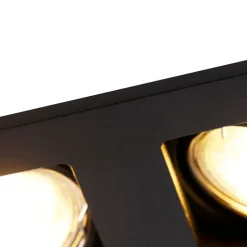 Set mit 6 Einbaustrahlern schwarz rechteckig 2-flammig - Qure