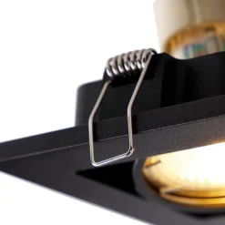 Set mit 6 Einbaustrahlern schwarz rechteckig 2-flammig - Qure