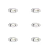 Set mit 6 Einbaustrahlern Weiß Neigbar 6,5 cm inkl. LED IP54 Ultra Slim - Pupil