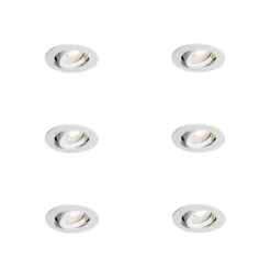Set mit 6 Einbaustrahlern Weiß Neigbar 6,5 cm inkl. LED IP54 Ultra Slim - Pupil