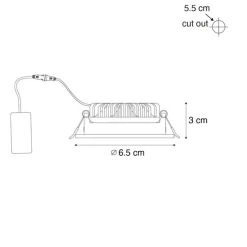 Set mit 6 Einbaustrahlern Weiß Neigbar 6,5 cm inkl. LED IP54 Ultra Slim - Pupil