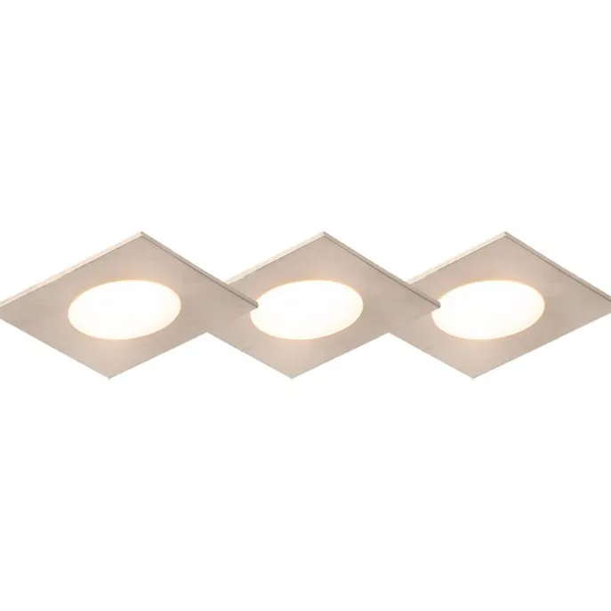 Set mit 3 Einbaustrahlern aus quadratischem Stahl inkl. LED IP65 - Einfach