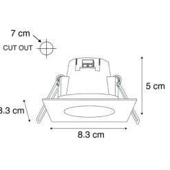 Set mit 3 Einbaustrahlern aus quadratischem Stahl inkl. LED IP65 - Einfach