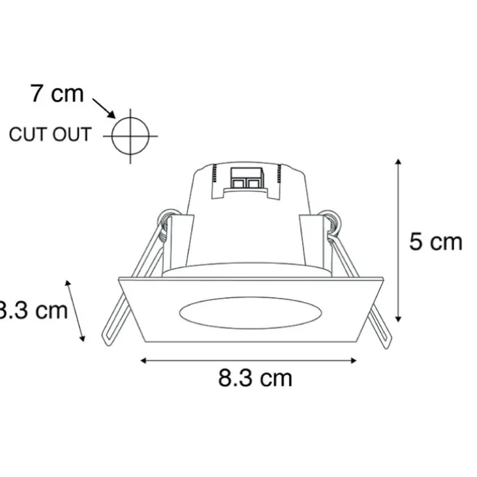 Set mit 3 Einbaustrahlern aus quadratischem Stahl inkl. LED IP65 - Einfach