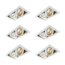 Set mit 6 Einbaustrahlern Weiß AR111 Verstellbar 2-Lichter - Oneon