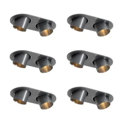 Set mit 6 Einbaustrahlern Gunmetal GU10 35mm Schwenkbar 2-Licht - Installa