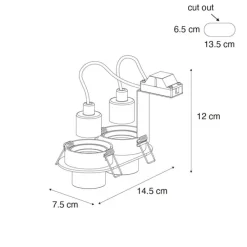 Set mit 6 Einbaustrahlern Gunmetal GU10 35mm Schwenkbar 2-Licht - Installa