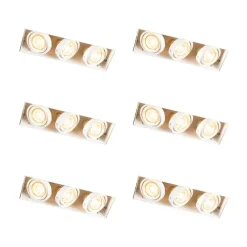 Set mit 6 Einbaustrahlern Weiß Verstellbar Rahmenlos 3-Lichter - Oneon
