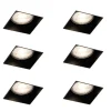 Set mit 6 Einbaustrahlern schwarz GU10 50mm randlos - Oneon