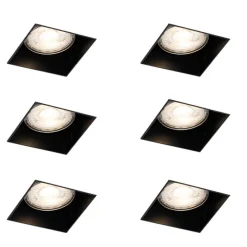Set mit 6 Einbaustrahlern schwarz GU10 50mm randlos - Oneon